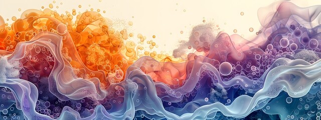 Fototapeta premium Microscopic Radiant Microbiome Vibrant Interplay of Skin s Microbial Community