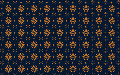 Luxury floral geometric pattern. Seamless vector background. Dark blue and gold ornament. Graphic floral pattern.