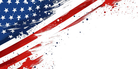 Close up illustrations of independence day American flag on white background, American independence day, patriotism and nationalism concept  copy space.