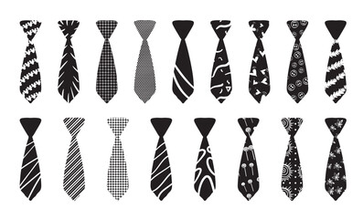 set of tie vector silhouettes