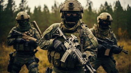 Naklejka premium soldiers in uniform Special Forces soldier, Special Forces ground unit