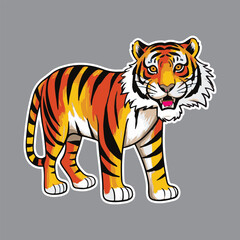 happy tiger stiker vector