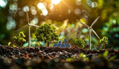 Miniature models of earth and eco-friendly photography of a green scenery, energy, electricity, nature ecofriendly
