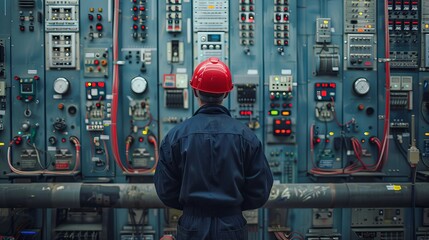 Electrical Engineer Inspecting Control Cabinet
