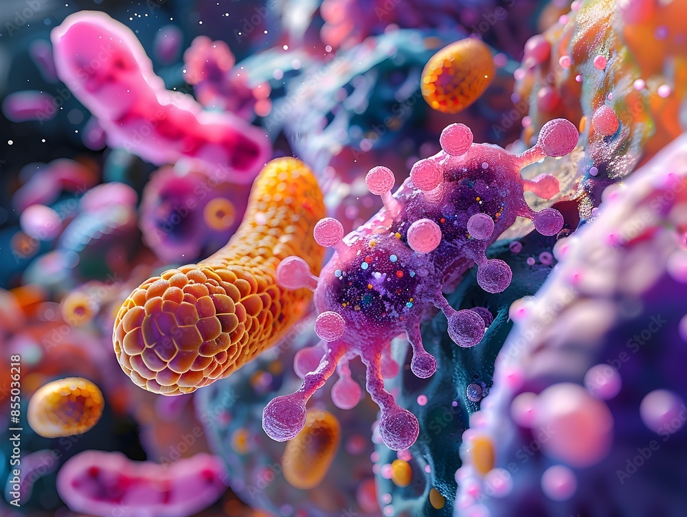 Poster comprehensive visualization of the vibrant and interconnected microbial ecosystems