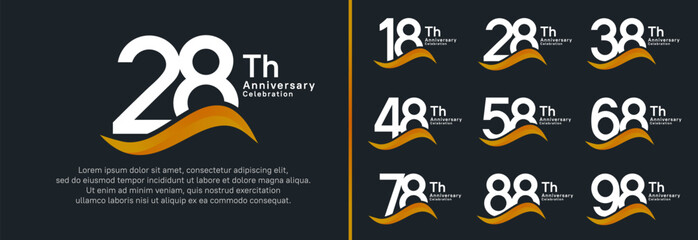 anniversary logotype set. vector design white color number can be use for special moment