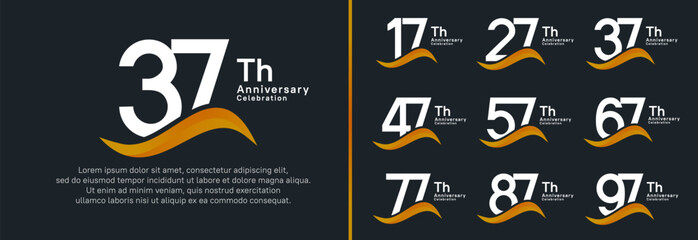 anniversary logotype set. vector design white color number can be use for special moment