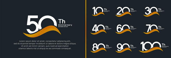 anniversary logotype set. vector design white color number can be use for special moment