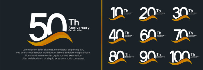anniversary logotype set. vector design white color number can be use for special moment