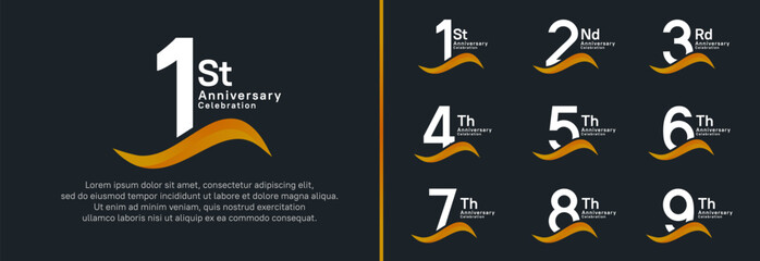 anniversary logotype set. vector design white color number can be use for special moment