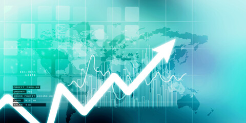 2d illustration Stock market online business concept. business Graph 