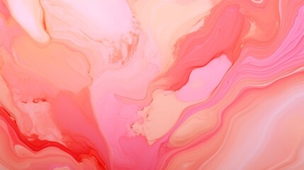 Abstract pink and peach fluid art painting with soft swirls and patterns.