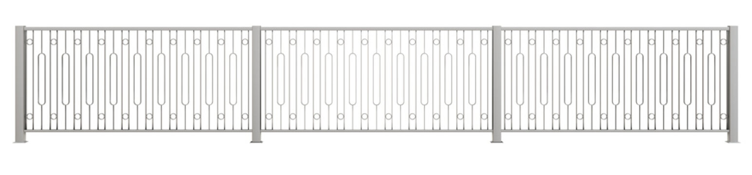 silver metal fence with decorative design