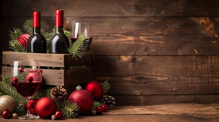 Wine Bottles with Christmas Decorations