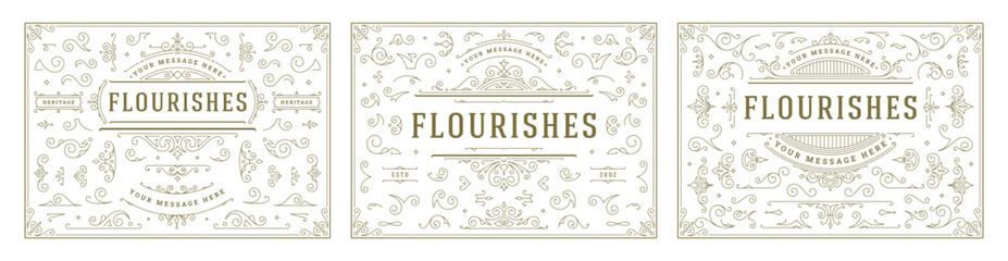 Vintage ornaments swirls and scrolls decorations design elements vector set