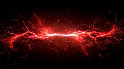 Red electric lightning on black background. Digital art illustration.