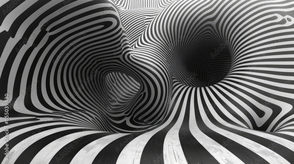 Wall mural a black and white image of a spiral with a hole in the middle