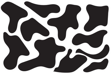 Modern liquid irregular blob shape abstract elements graphic flat style design fluid vector illustration set.