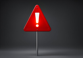 Realistic red caution warning sign for attention exclamation mark traffic sign by 3d render illustration. Generative AI