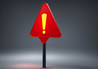 Realistic red caution warning sign for attention exclamation mark traffic sign by 3d render illustration. Generative AI