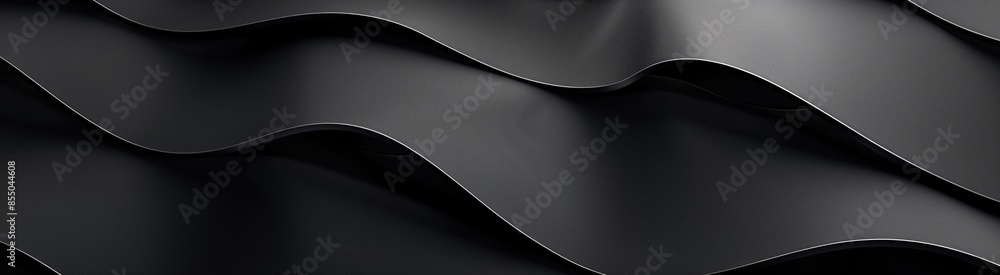 Poster abstract black wave pattern background 3d curved textured surface design.