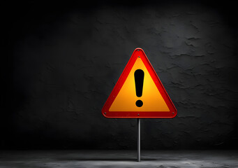 Realistic red caution warning sign for attention exclamation mark traffic sign by 3d render illustration. Generative AI