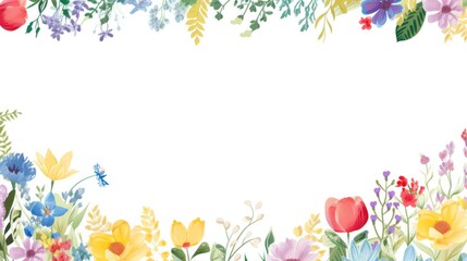 Elegant floral frame with white background. spring and summer floral design