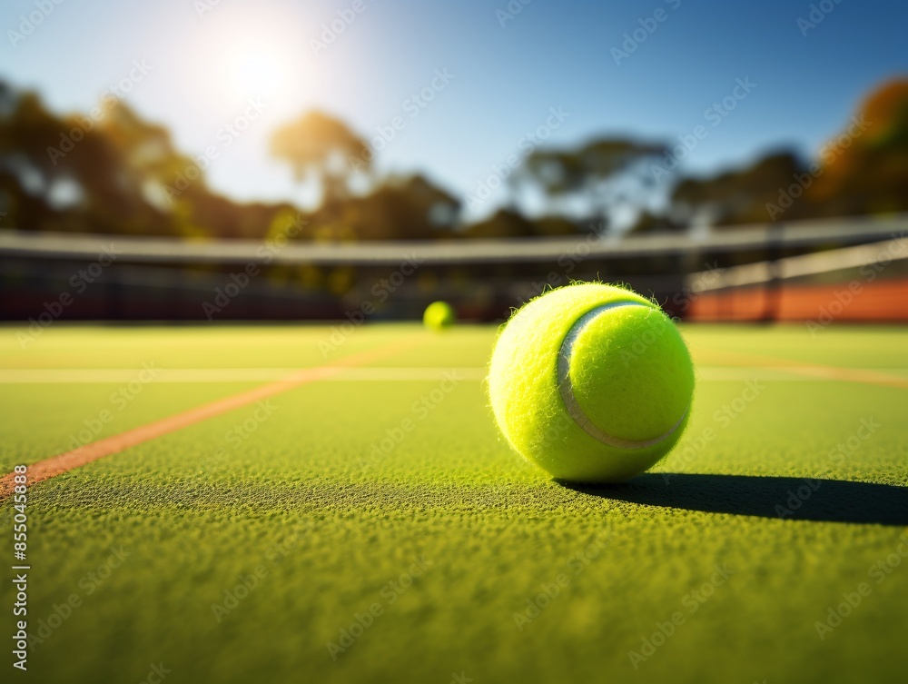 Canvas Prints a tennis ball on a court