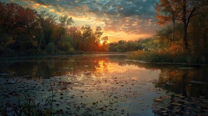 Obraz premium Sunrise at the pond