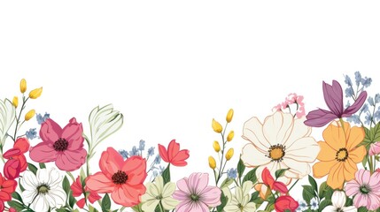 Obraz premium Elegant floral frame with white background. spring and summer floral design