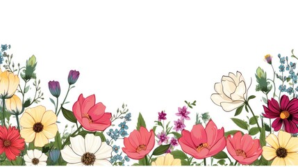 Elegant floral frame with white background. spring and summer floral design