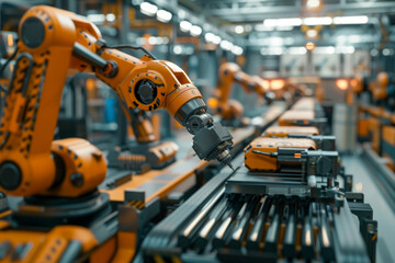 Automated Robotic Arms Working on Assembly Line