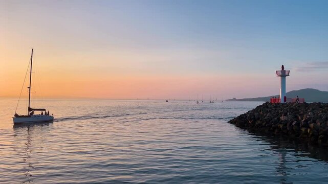 Sailing Boats Arriving at Howth Harbor at Golden Hour