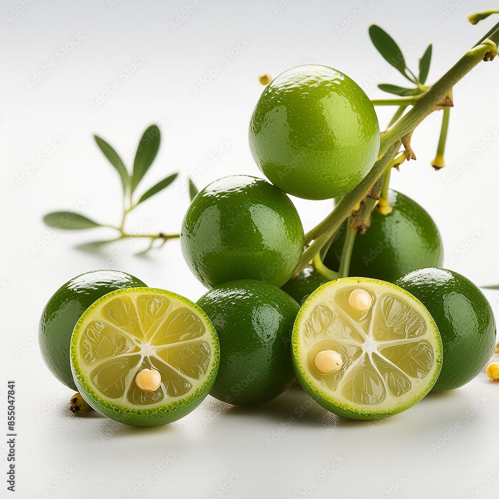 Poster calamansi fruits white background