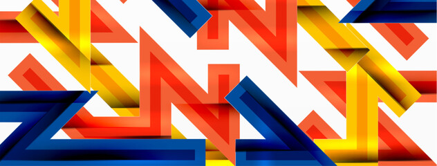 Line zig zag dynamic geometric abstract background. Colorful lines with shadow and light effects, various routes concept. Vector Illustration For Wallpaper, Banner, Background, Card