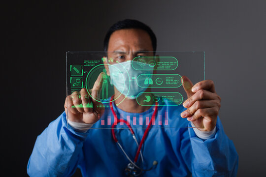 Doctor Looking at X-Ray Radiography, X-Ray Image Of Human Chest for a medical diagnosis