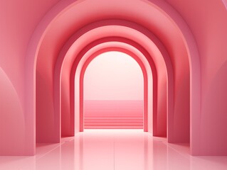 a pink archway with stairs
