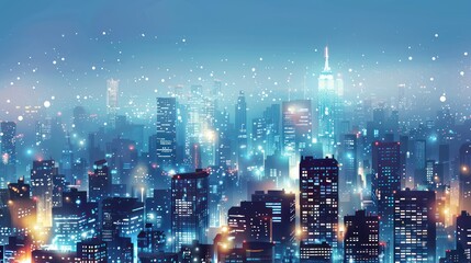 Obraz premium blue neon light city background