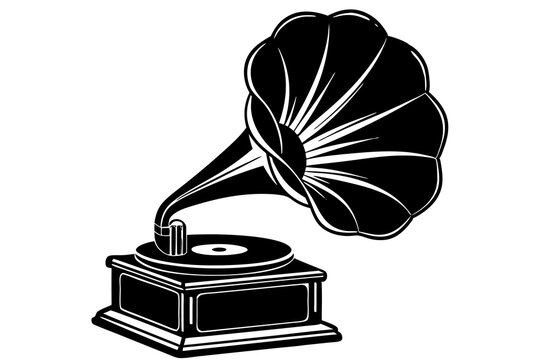 recommend clip art: beautiful gramophone silhouette vector art illustration