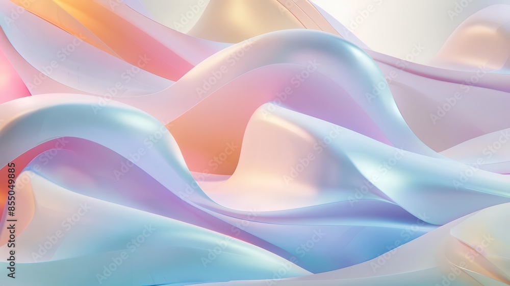 Poster abstract background with smooth pastel 3d shapes soft color palette soothing geometric composition