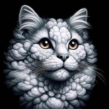 Silueta Felina entre Algodones del Cielo