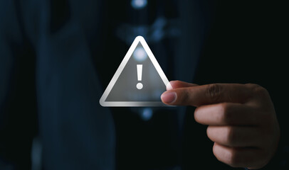 Business hand protect digital data asset and online transaction from dangerous and incorrect data...