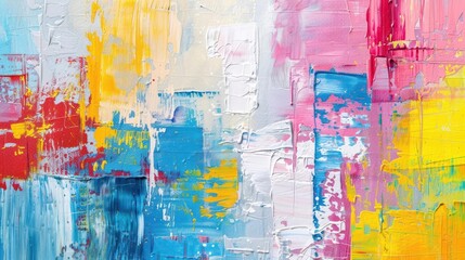 Fototapeta premium abstract colorful artwork with expressive paint strokes acrylic texture on canvas modern oil painting background