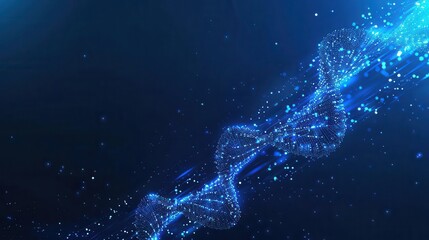 abstract dna helix structure on futuristic blue background genetic science and biotechnology concept illustration
