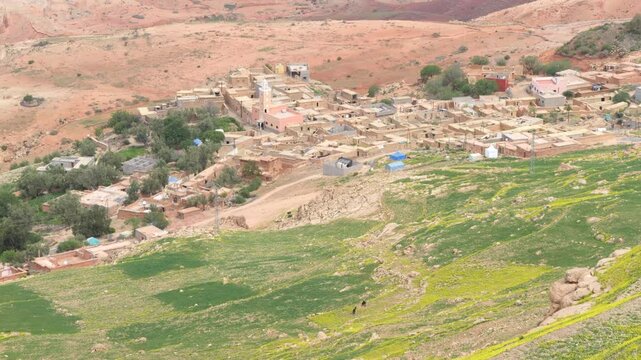 Typical city in interior of Morocco. Frass. Tilt up