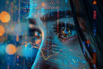 a close up of a woman's eye