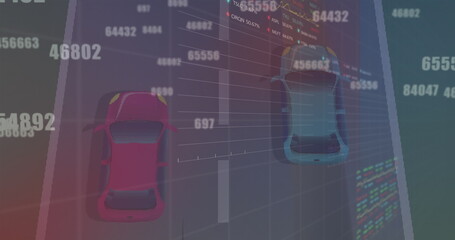 Image of data processing over road and cars