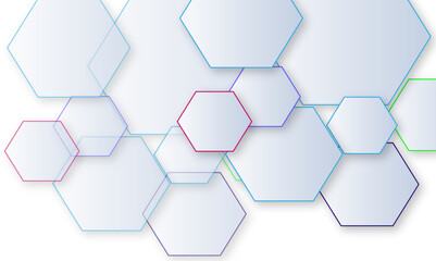 Vector technology luxury colorful hexagonal background vector illustration. Futuristic banner with technology blue hexagons and shiny lights. Design for banner, template, technology, science, medical