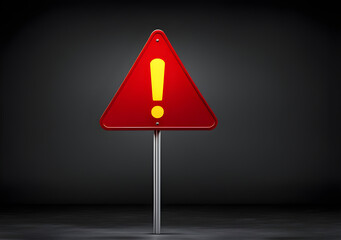 Realistic red caution warning sign for attention exclamation mark traffic sign by 3d render illustration. Generative AI