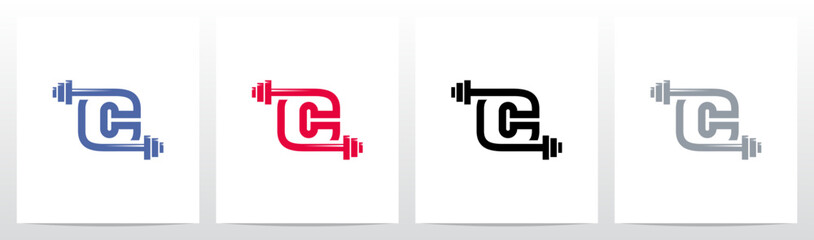 Weightlifting Gym Letter Initial Logo Design C